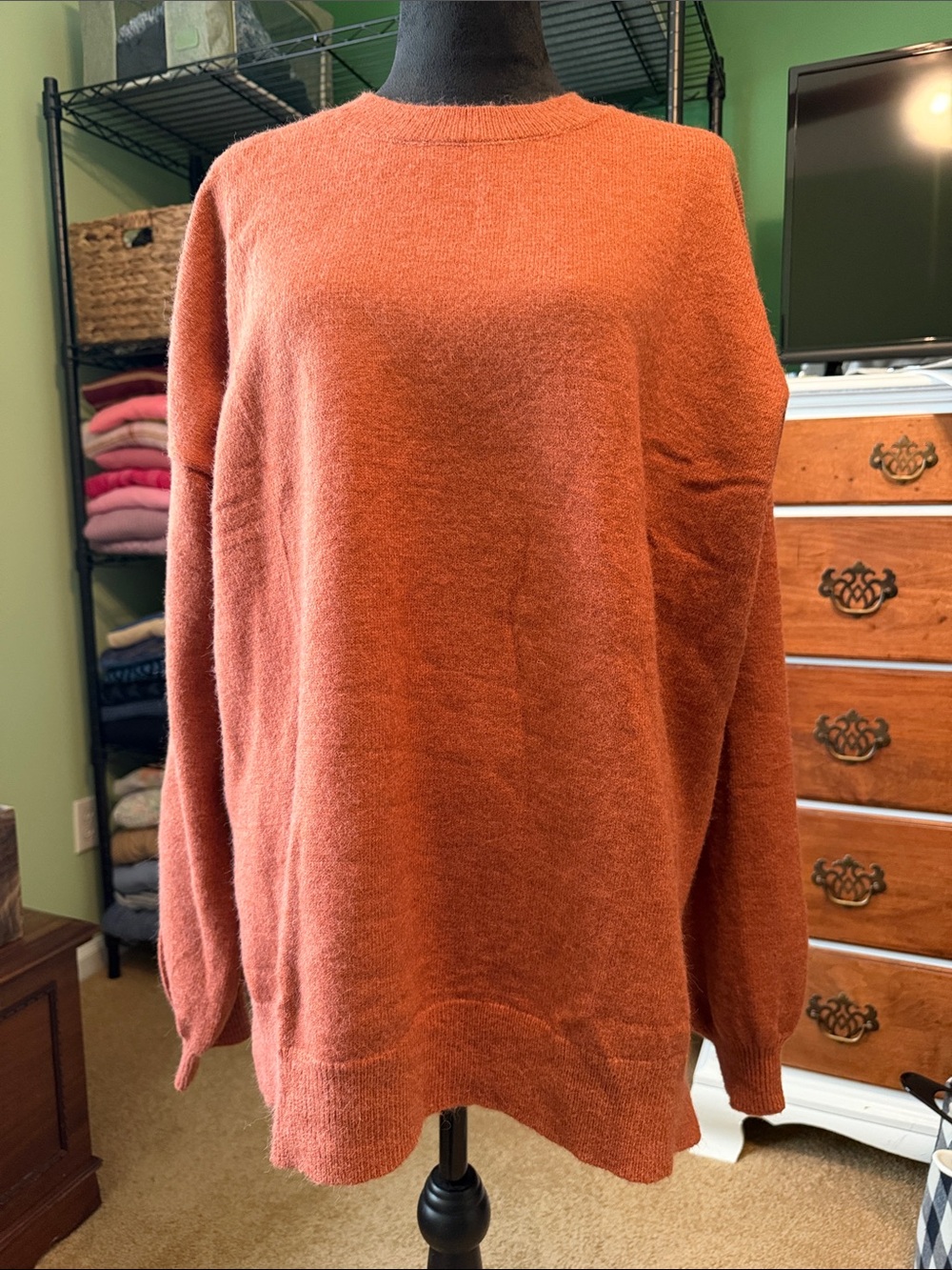 Women's Crewneck Pullover Sweater in Burnt Orange